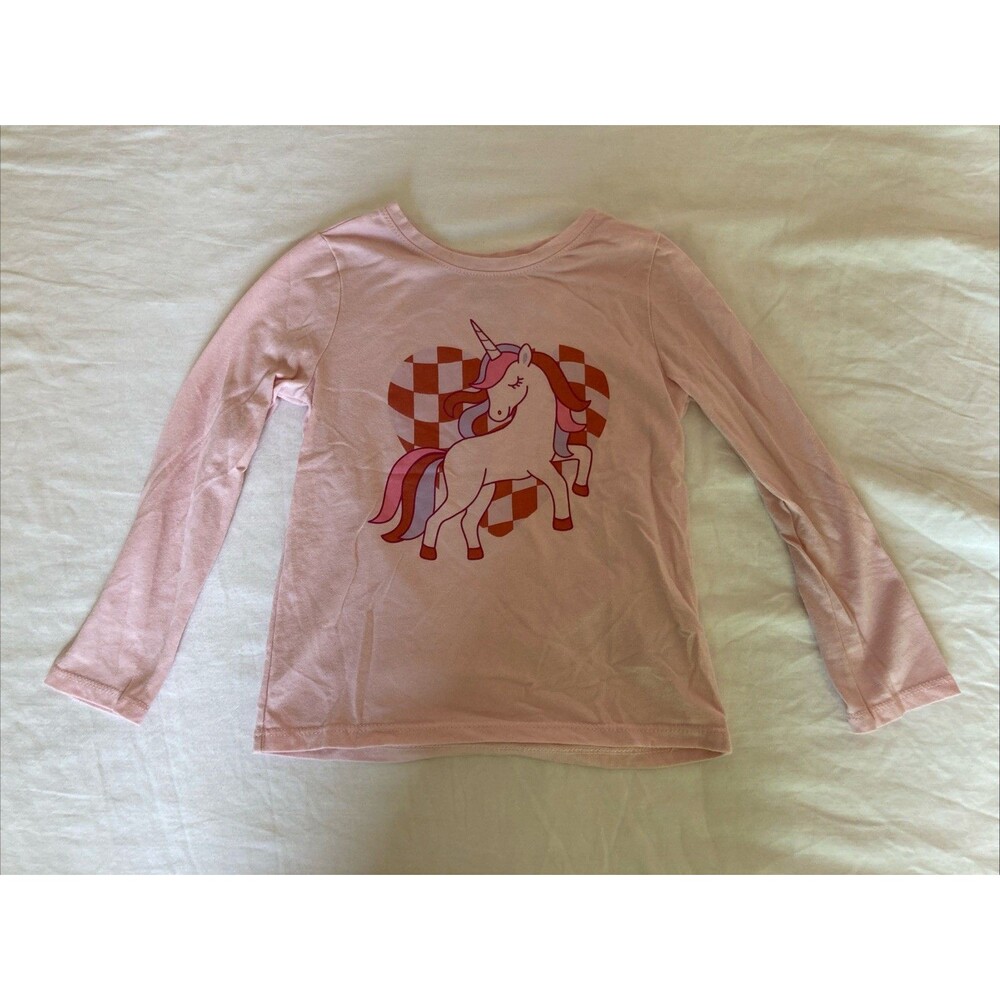4T Garanimals girl clothes - 1 piece long sleeved shirt | pink and unicorn theme